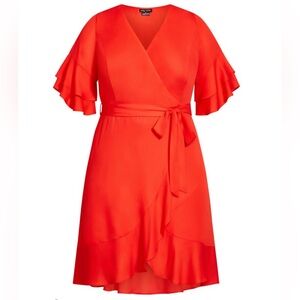 NWT CITY CHIC Isabella Dress - tigerlily orange/red  *NWT*